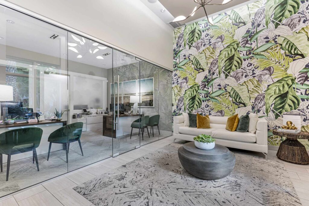 Leasing lobby with lounge seating