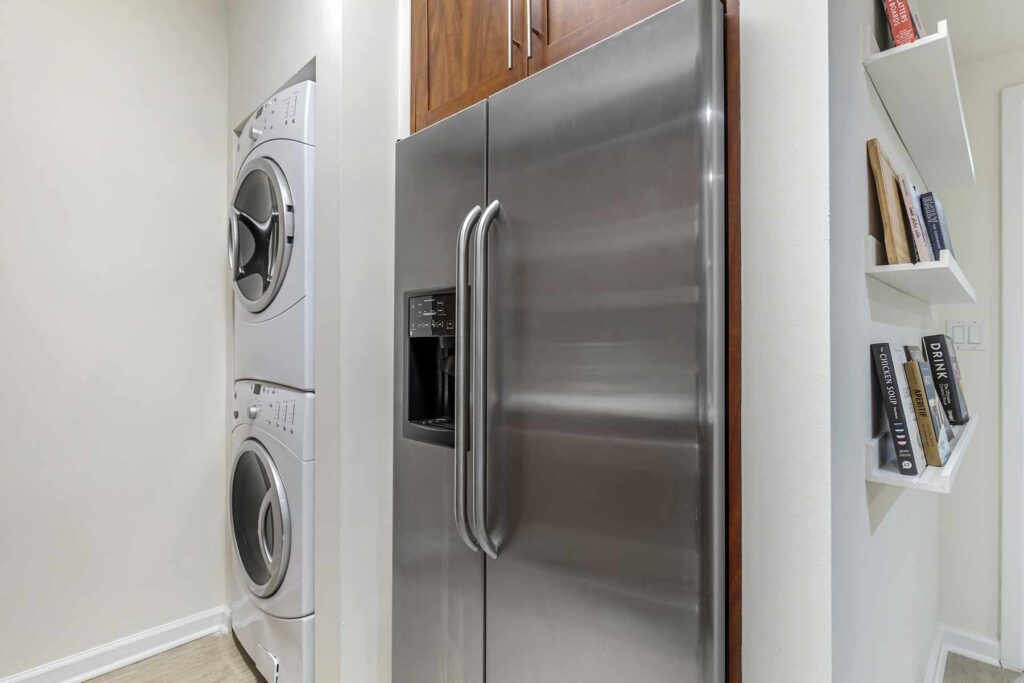Refrigerator and washer dryer next to each other
