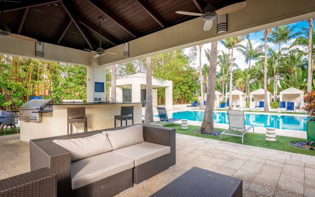 Covered grilling pavilion by the pool