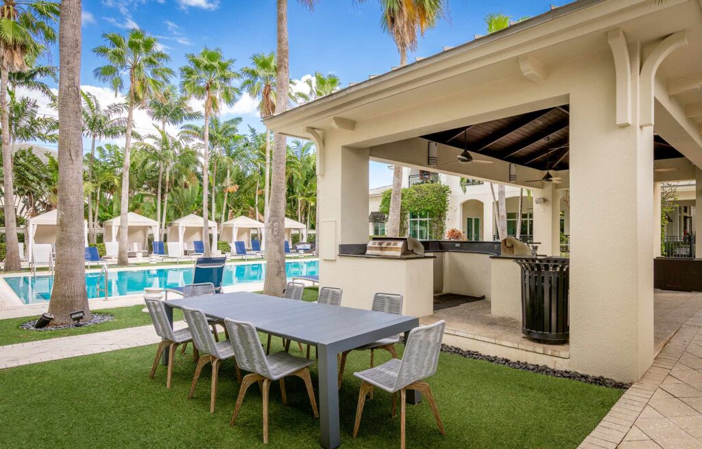 Covered grilling pavilion by the pool