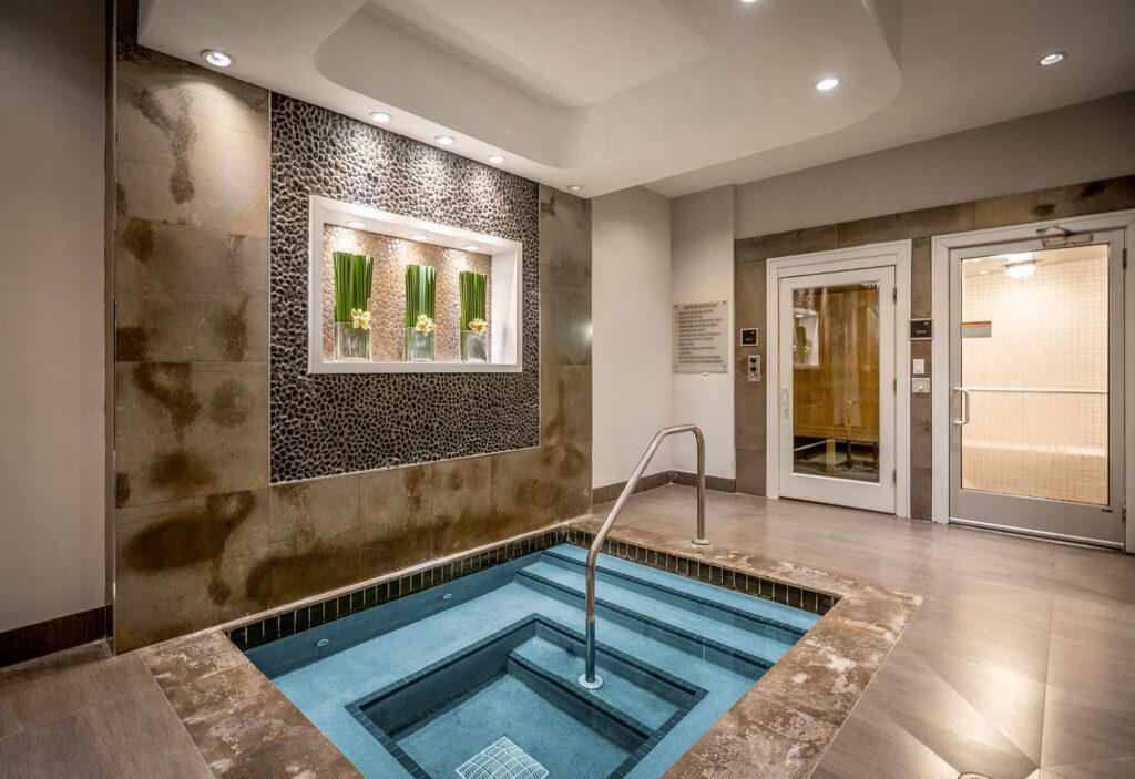Indoor hot tub and sauna